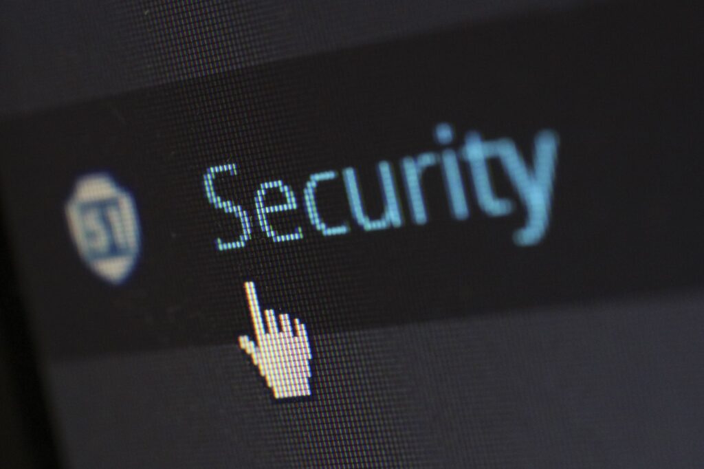 パソコンの画面に表示された「Security」の項目にマウスカーソルを合わせたところ