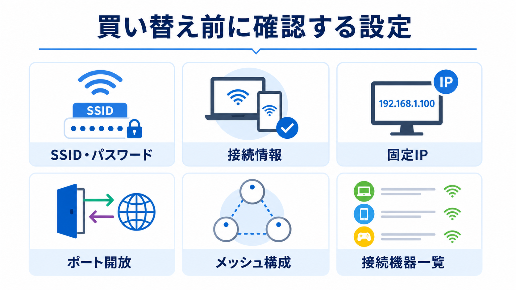 買い替え前に確認する設定項目一覧