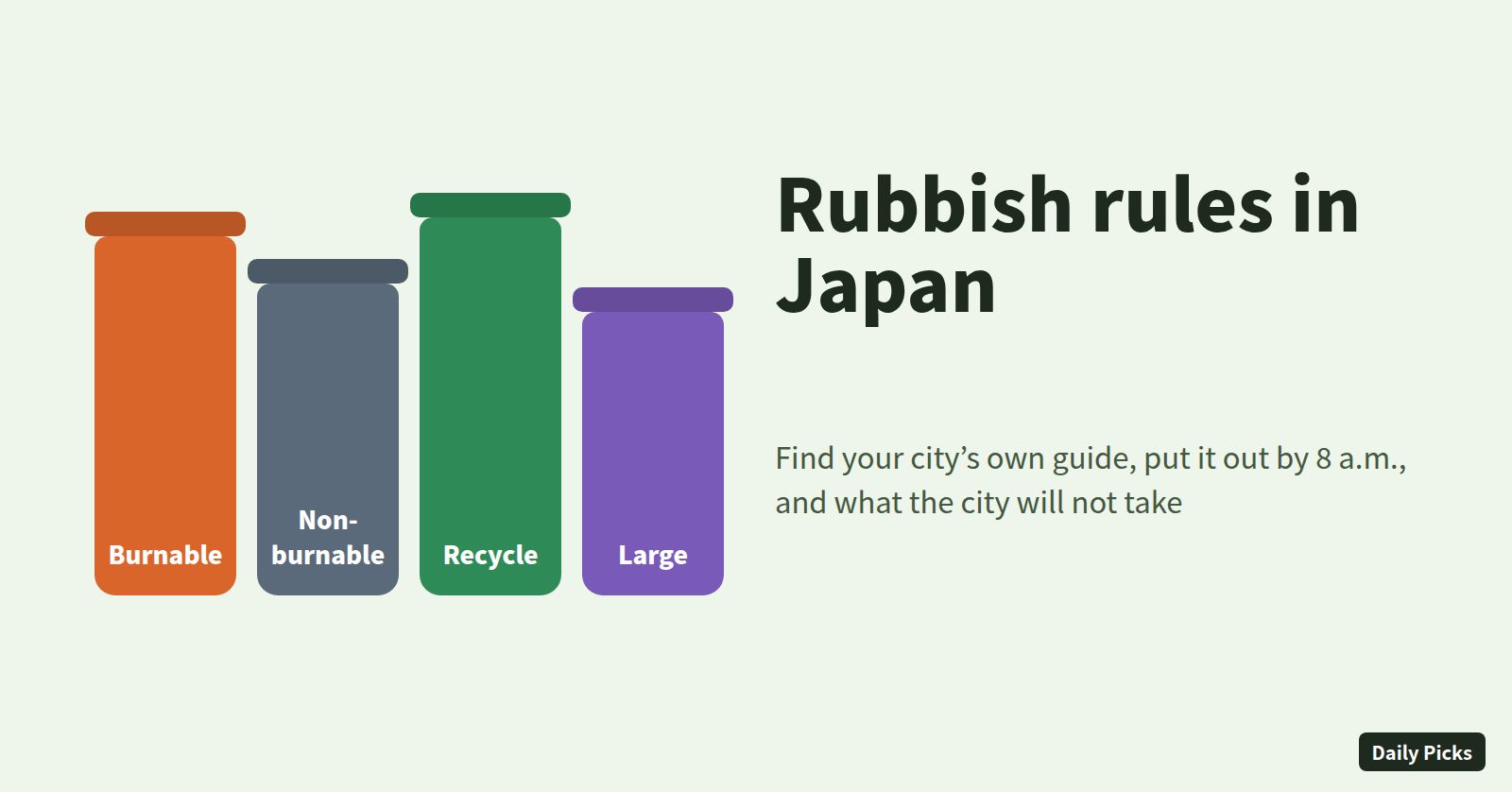 Rubbish rules in Japan: burnable, non-burnable, recyclables and large items