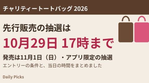 チャリティートートバッグ2026の先行販売の抽選は10月29日17時まで