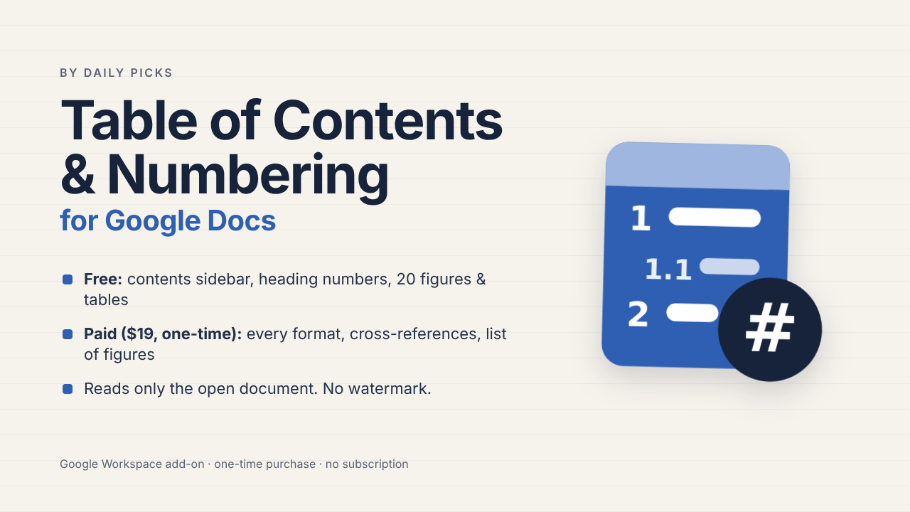Table of Contents & Numbering for Google Docs