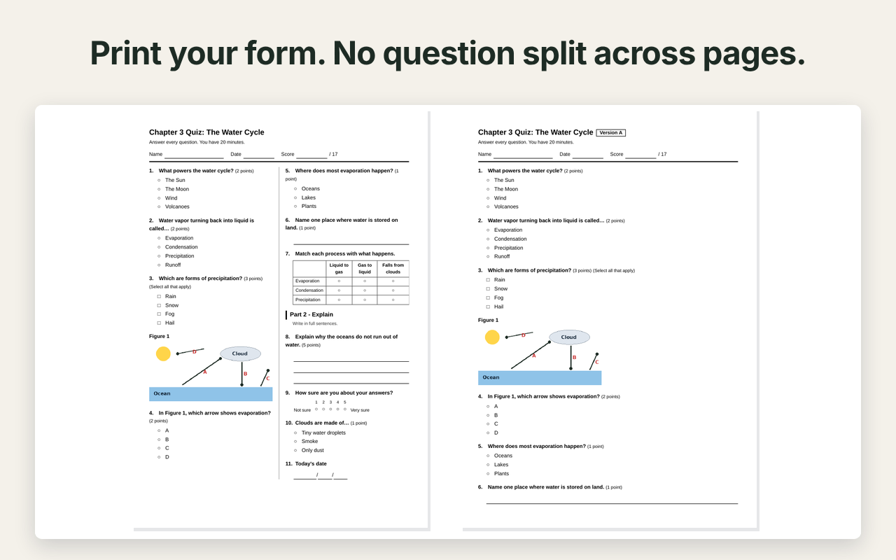 Form Print for Google Forms: print your form with no question split across pages