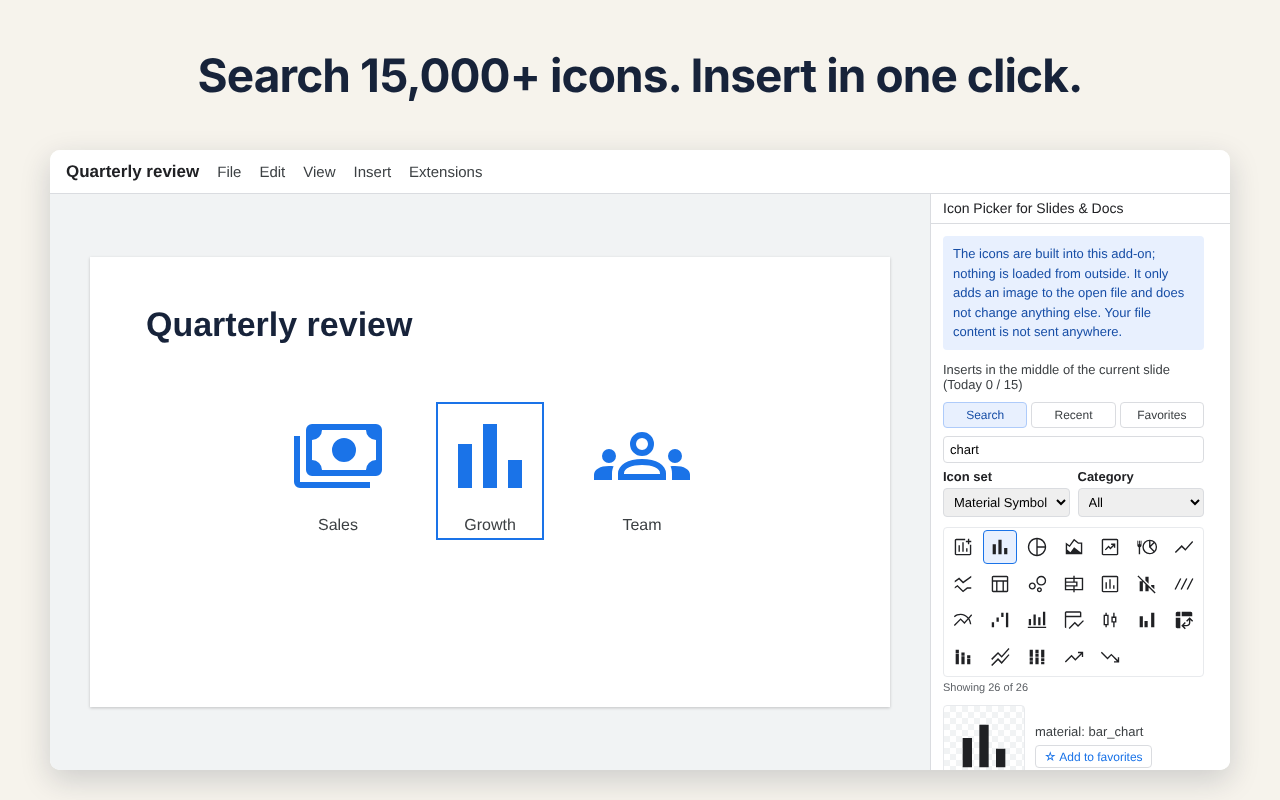 Icon Picker for Slides & Docs: search 15,000+ icons and insert in one click