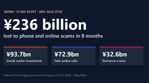 Japan lost 236 billion yen to phone and online scams from January to August 2026