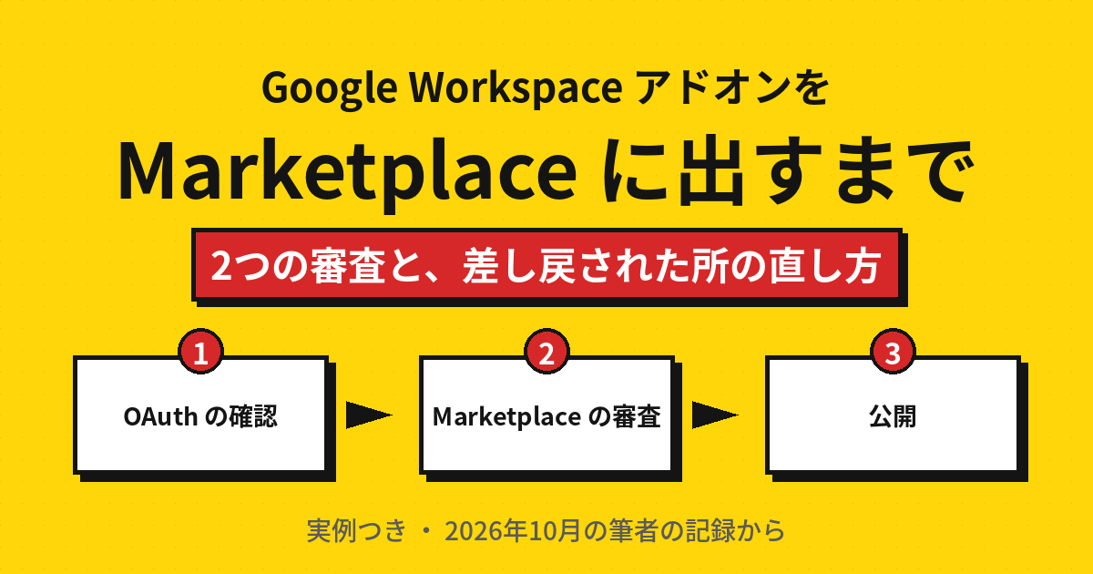 Google Workspace アドオンを Marketplace に出すまで：OAuth の確認、Marketplace の審査、公開の3段階