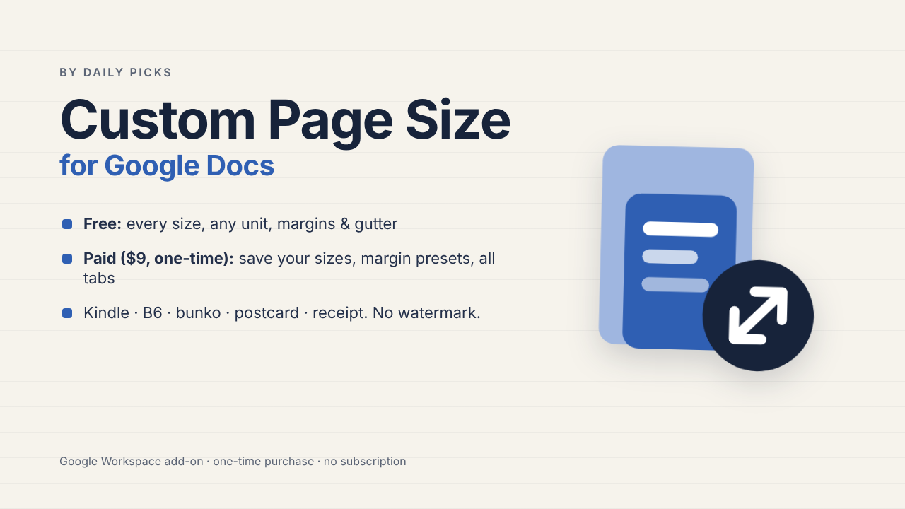 Custom Page Size for Google Docs