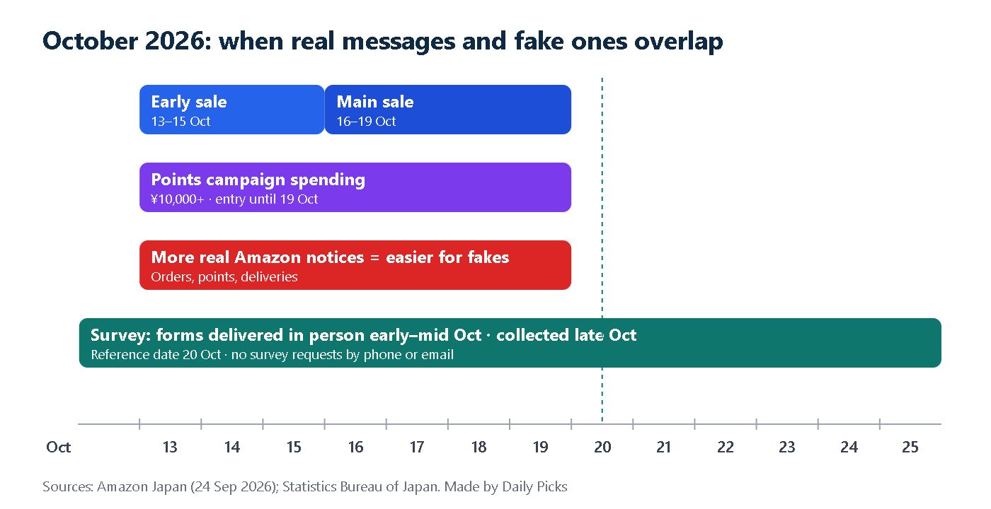 Timeline of the Amazon Prime sale, points campaign and government survey in October 2026