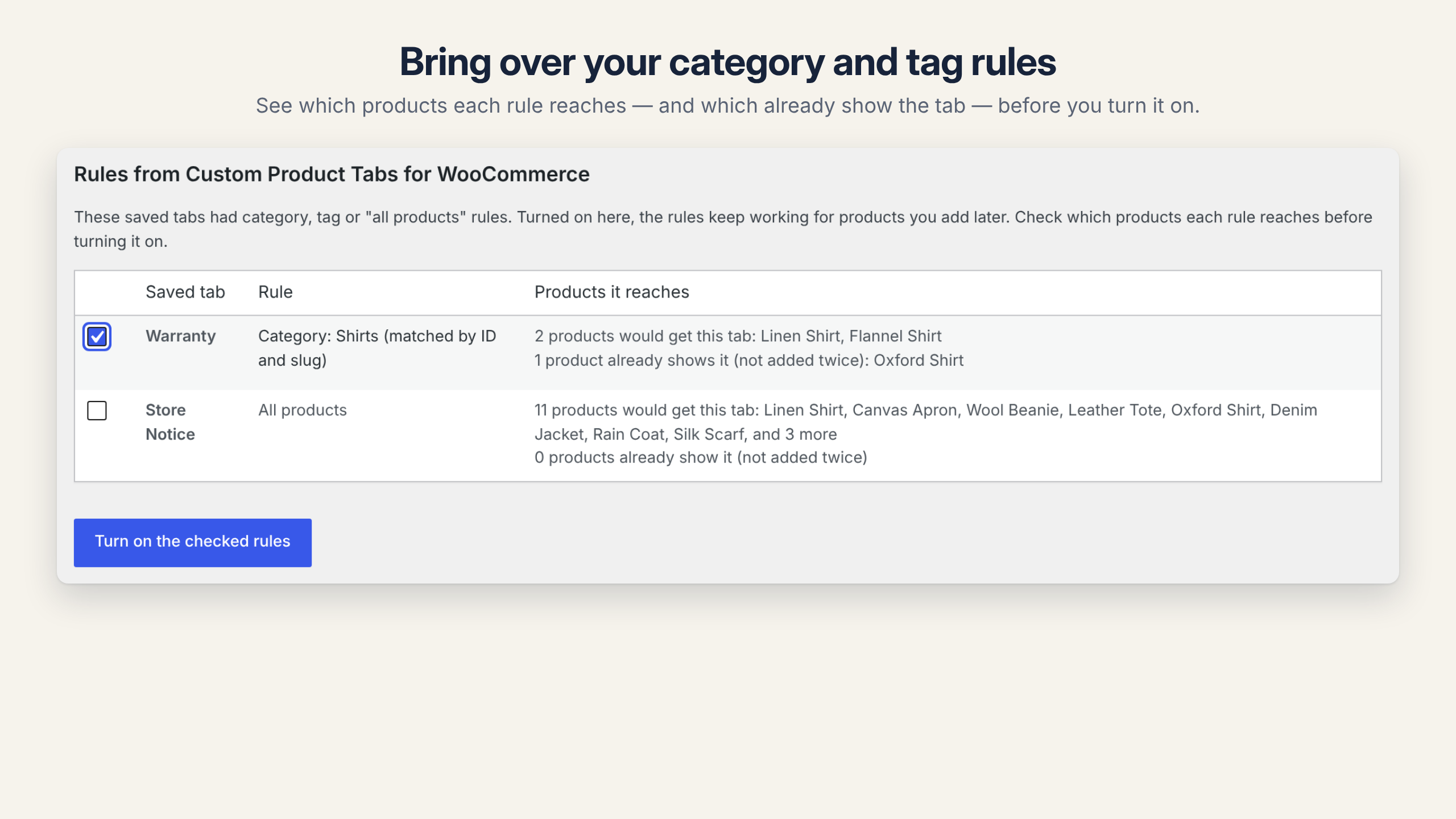 Product Tabs add-on