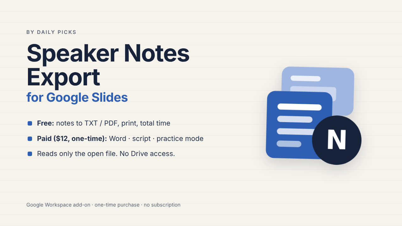 Speaker Notes Export for Google Slides